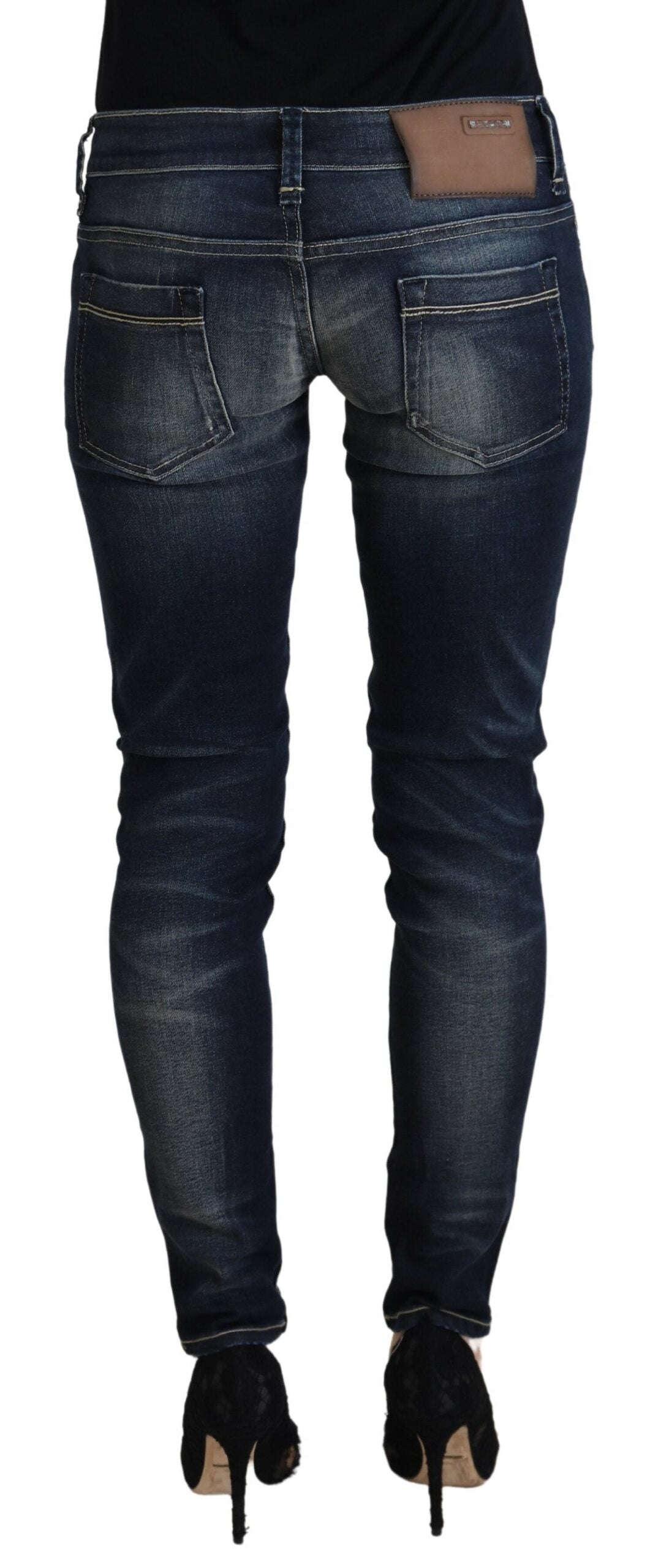Eight Blue Washed Cotton Slim Fit Women's Denim Jeans