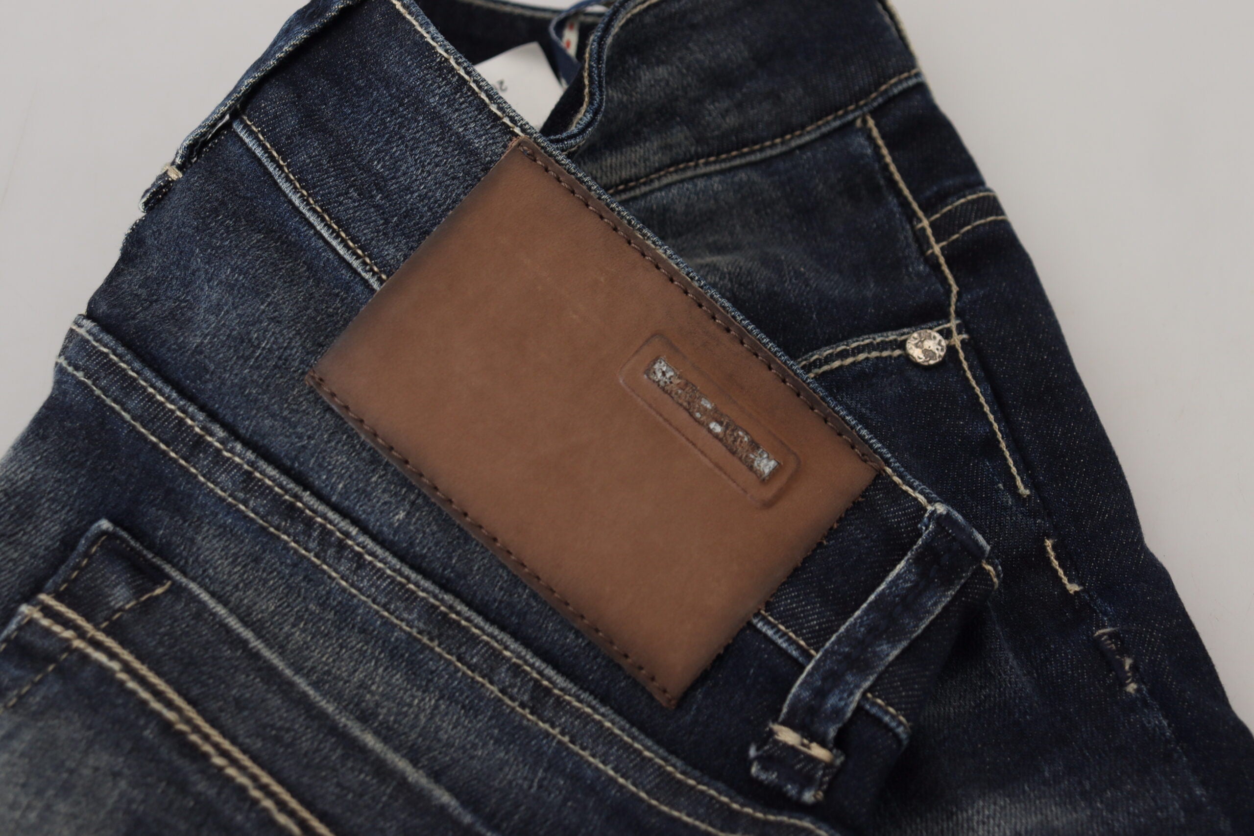 Eight Blue Washed Cotton Slim Fit Women's Denim Jeans
