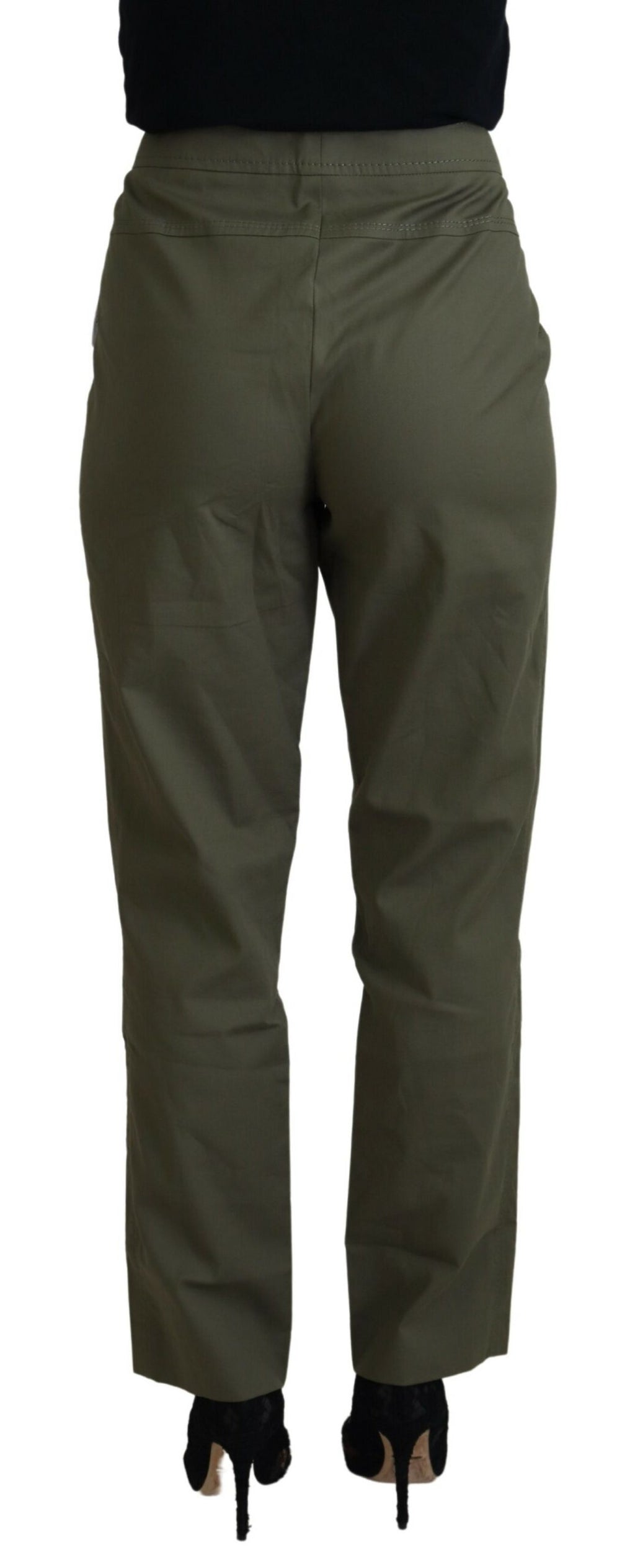 LAUREL Green Cotton High Waist Women's Tapered Pants