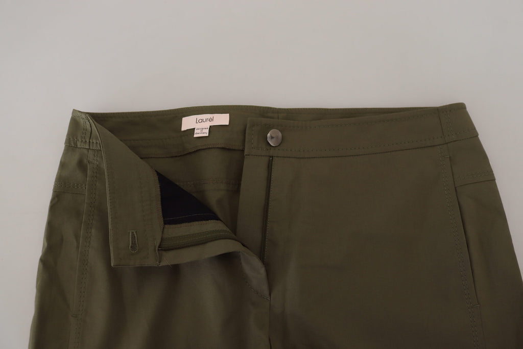 LAUREL Green Cotton High Waist Women's Tapered Pants
