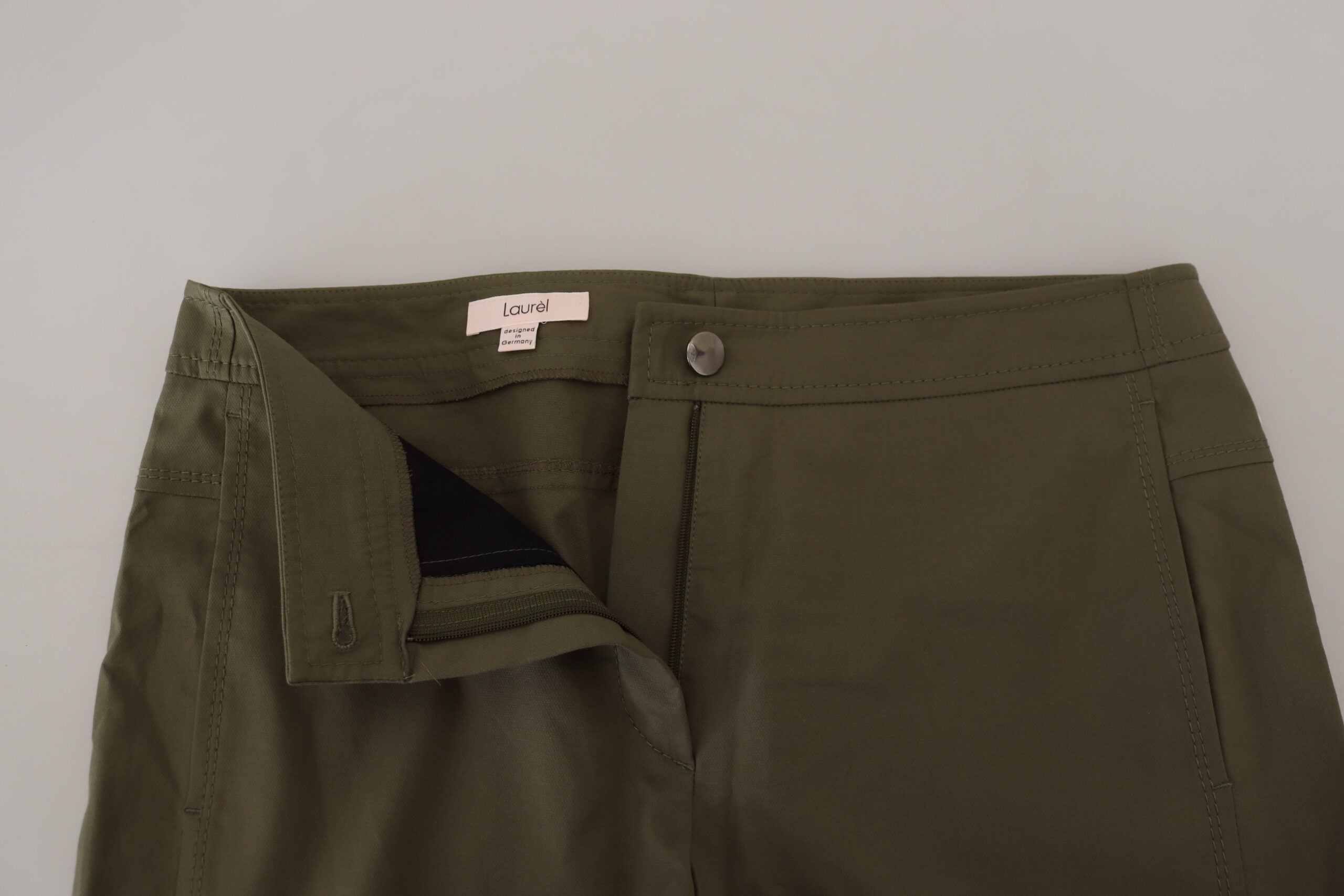 LAUREL Green Cotton High Waist Women's Tapered Pants