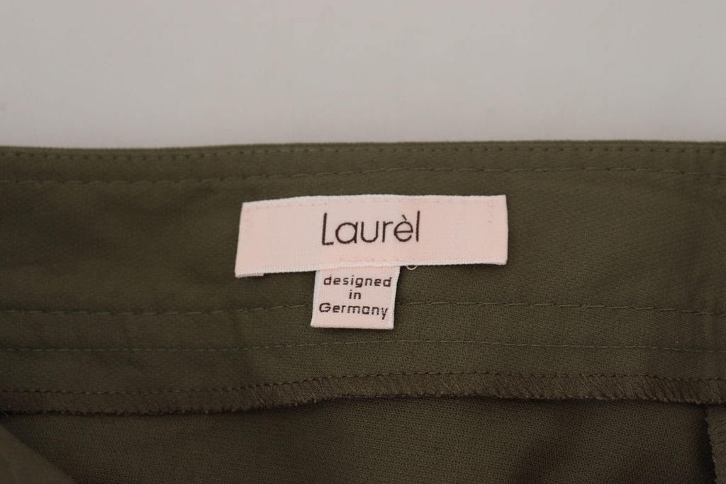 LAUREL Green Cotton High Waist Women's Tapered Pants