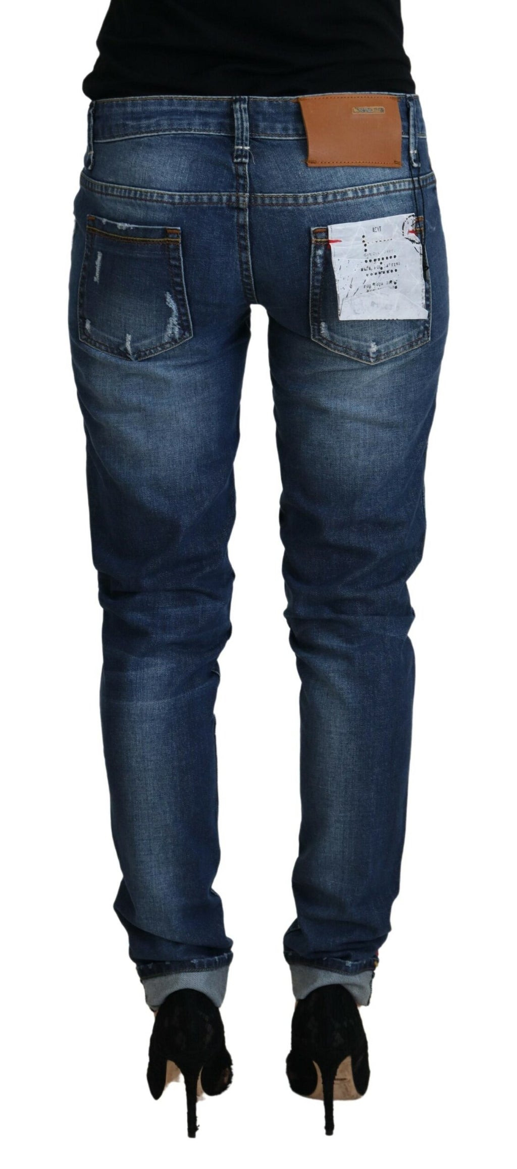 Eight Blue Washed Cotton Slim Fit Women's Denim Jeans