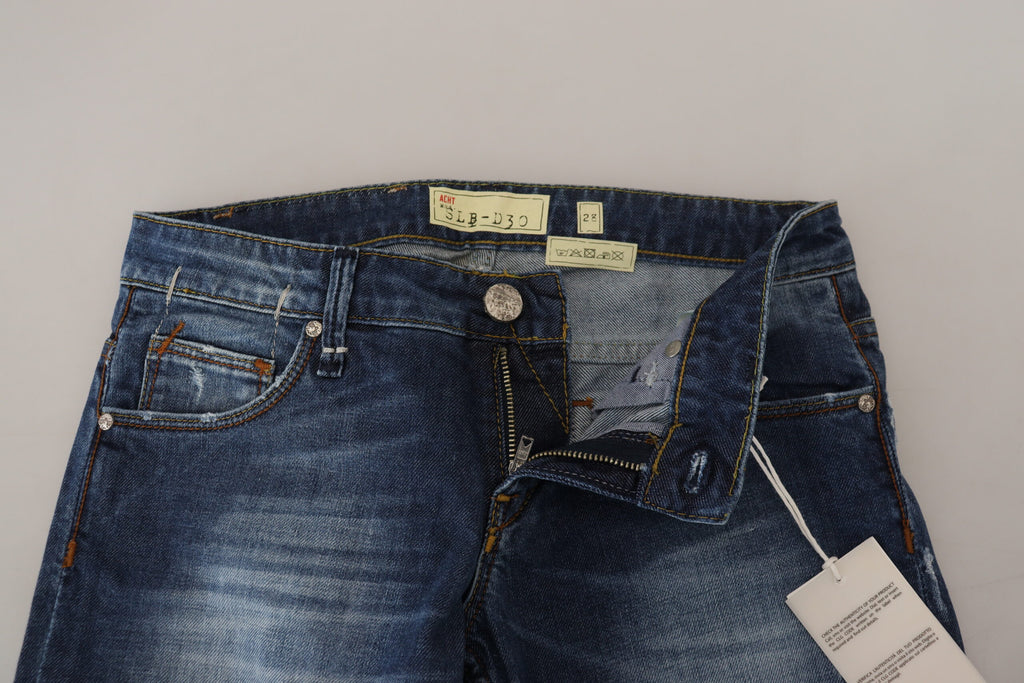 Eight Blue Washed Cotton Slim Fit Women's Denim Jeans