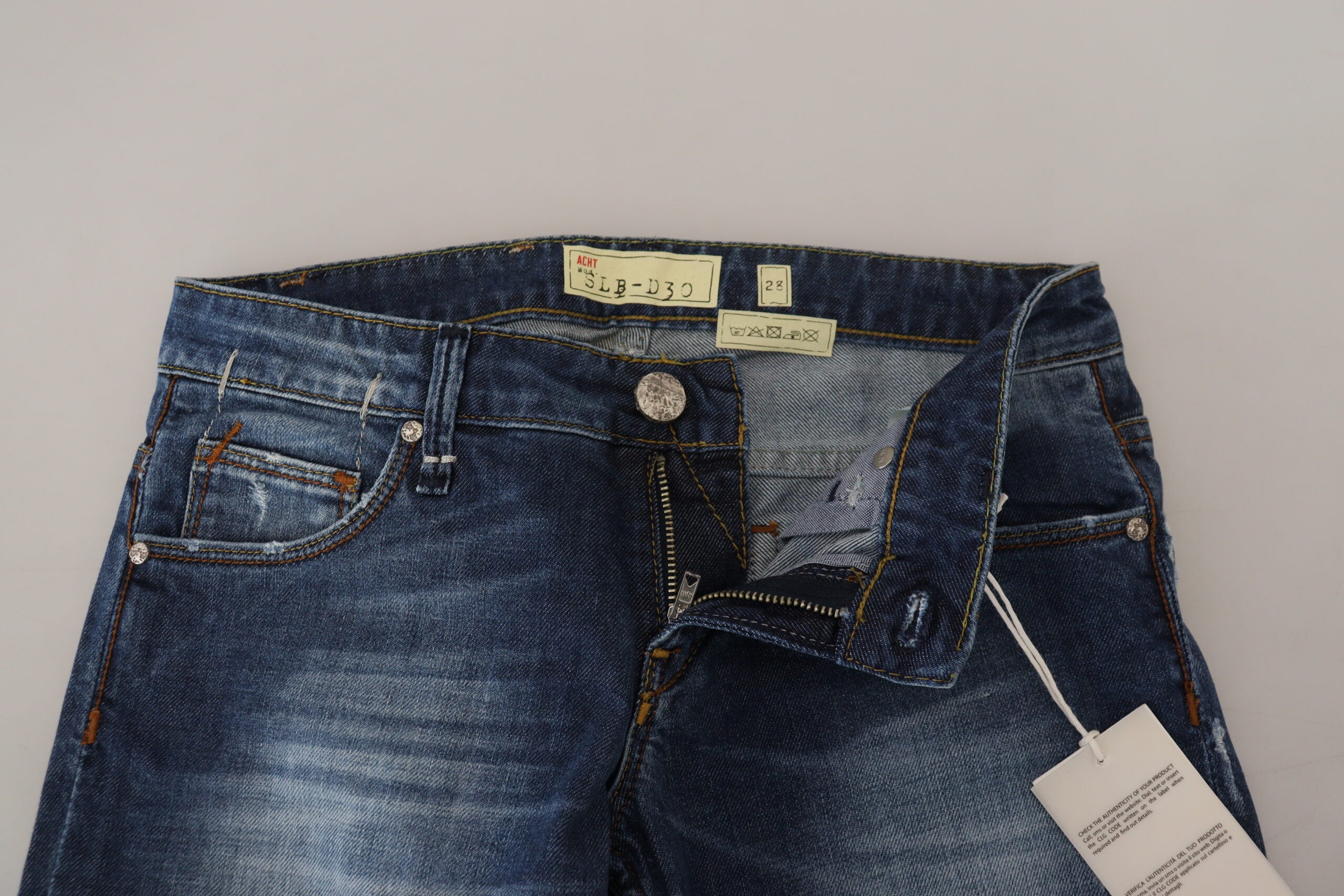 Eight Blue Washed Cotton Slim Fit Women's Denim Jeans