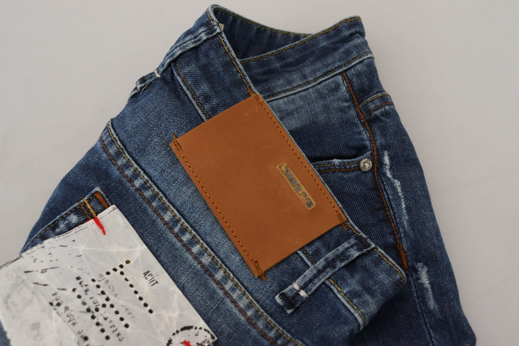 Eight Blue Washed Cotton Slim Fit Women's Denim Jeans