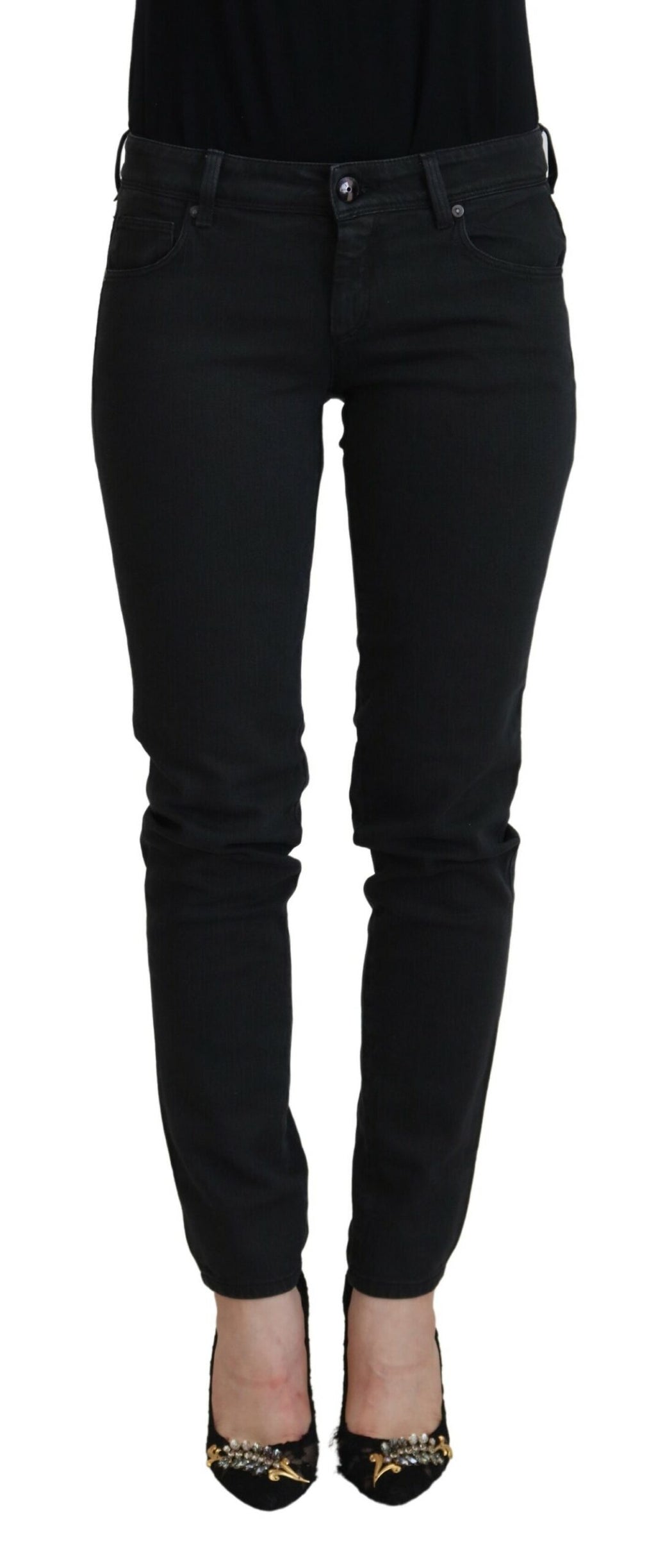 Ermanno Scervino Black Cotton Slim Fit Women's Denim Jeans