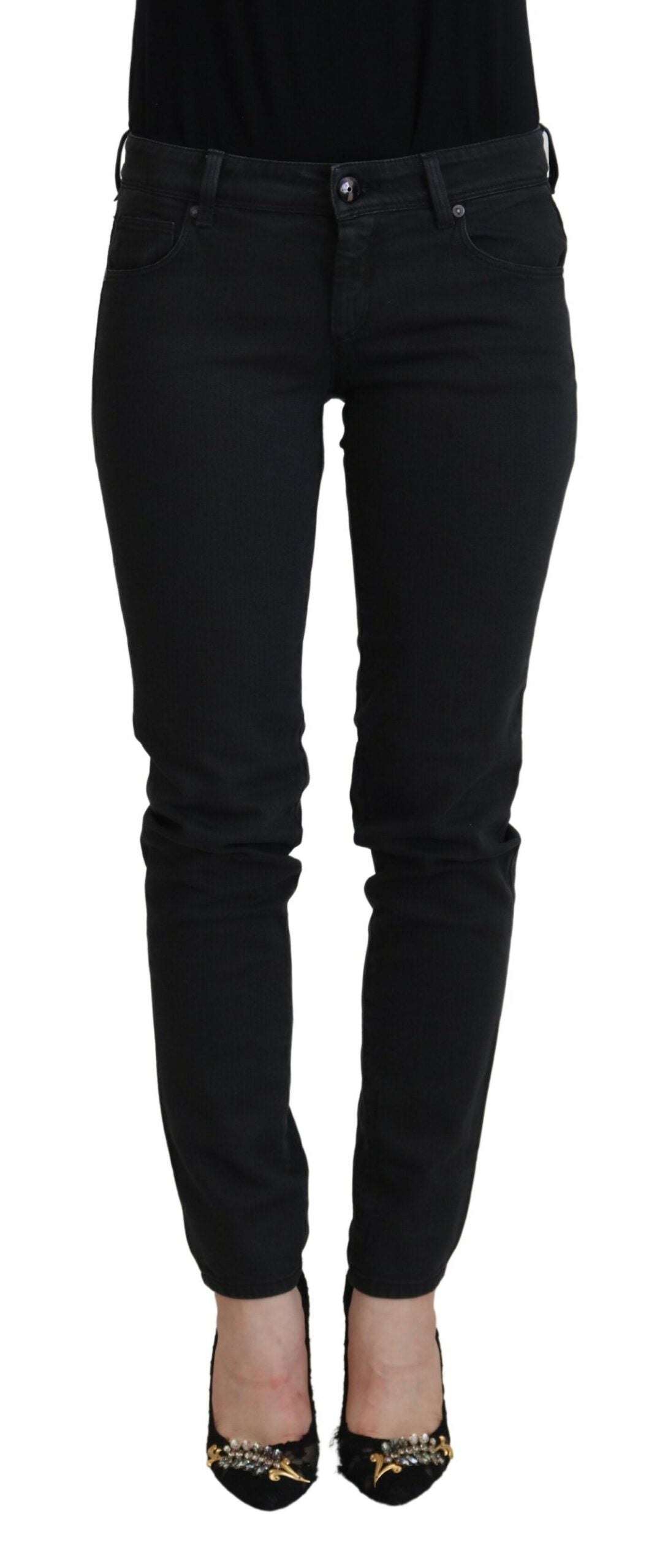Ermanno Scervino Black Cotton Slim Fit Women's Denim Jeans