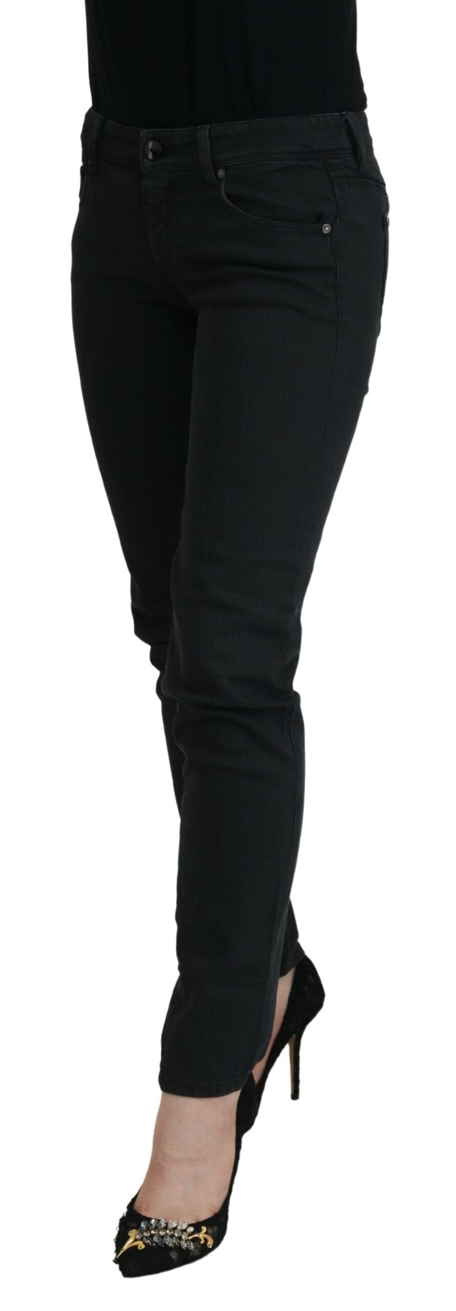 Ermanno Scervino Black Cotton Slim Fit Women's Denim Jeans