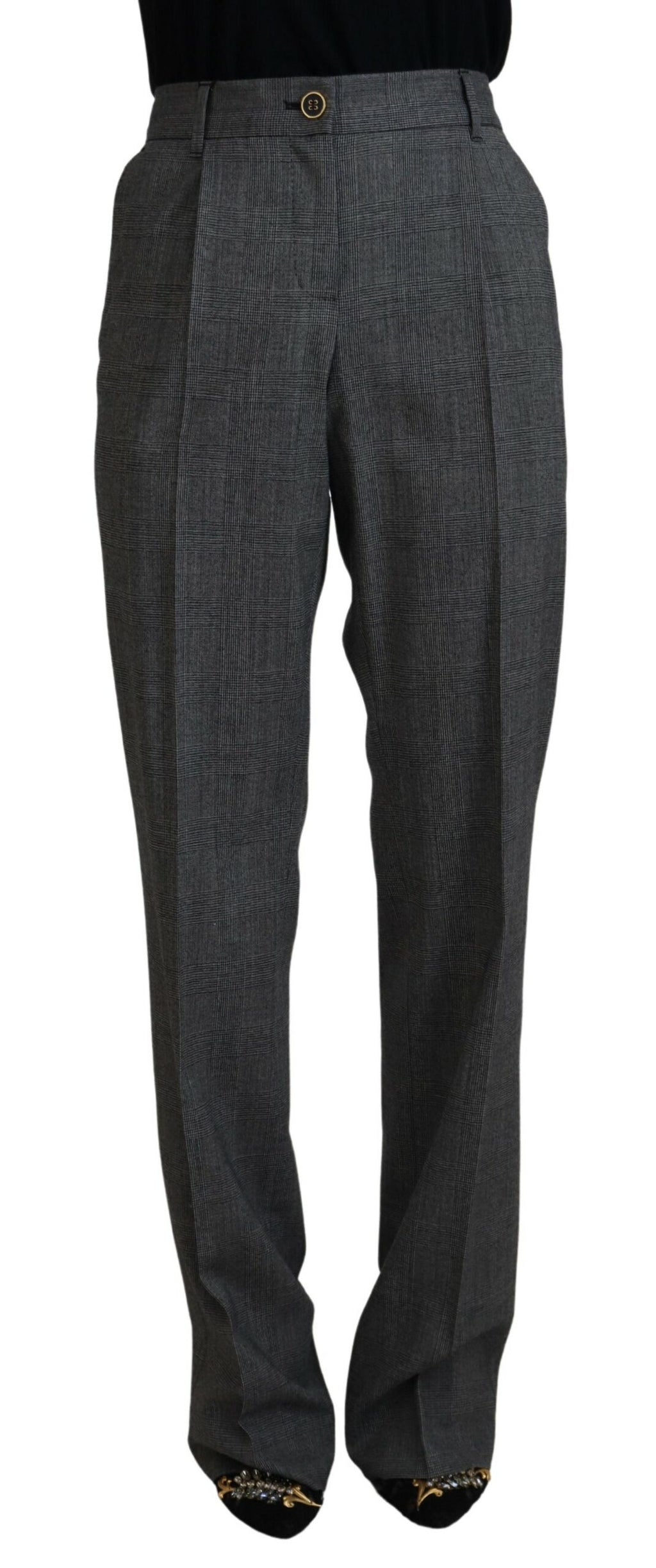 Dolce & Gabbana Women's Gray High-Waisted Wool Trousers