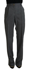 Dolce & Gabbana Women's Gray High-Waisted Wool Trousers