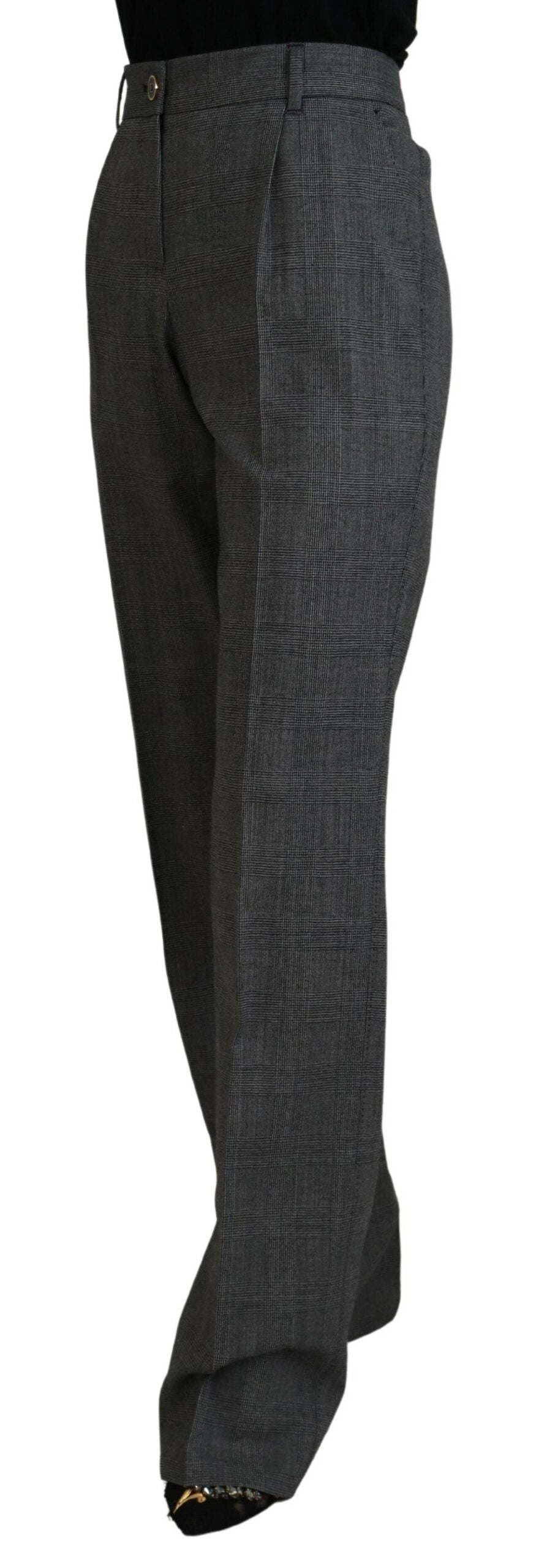 Dolce & Gabbana Women's Gray High-Waisted Wool Trousers