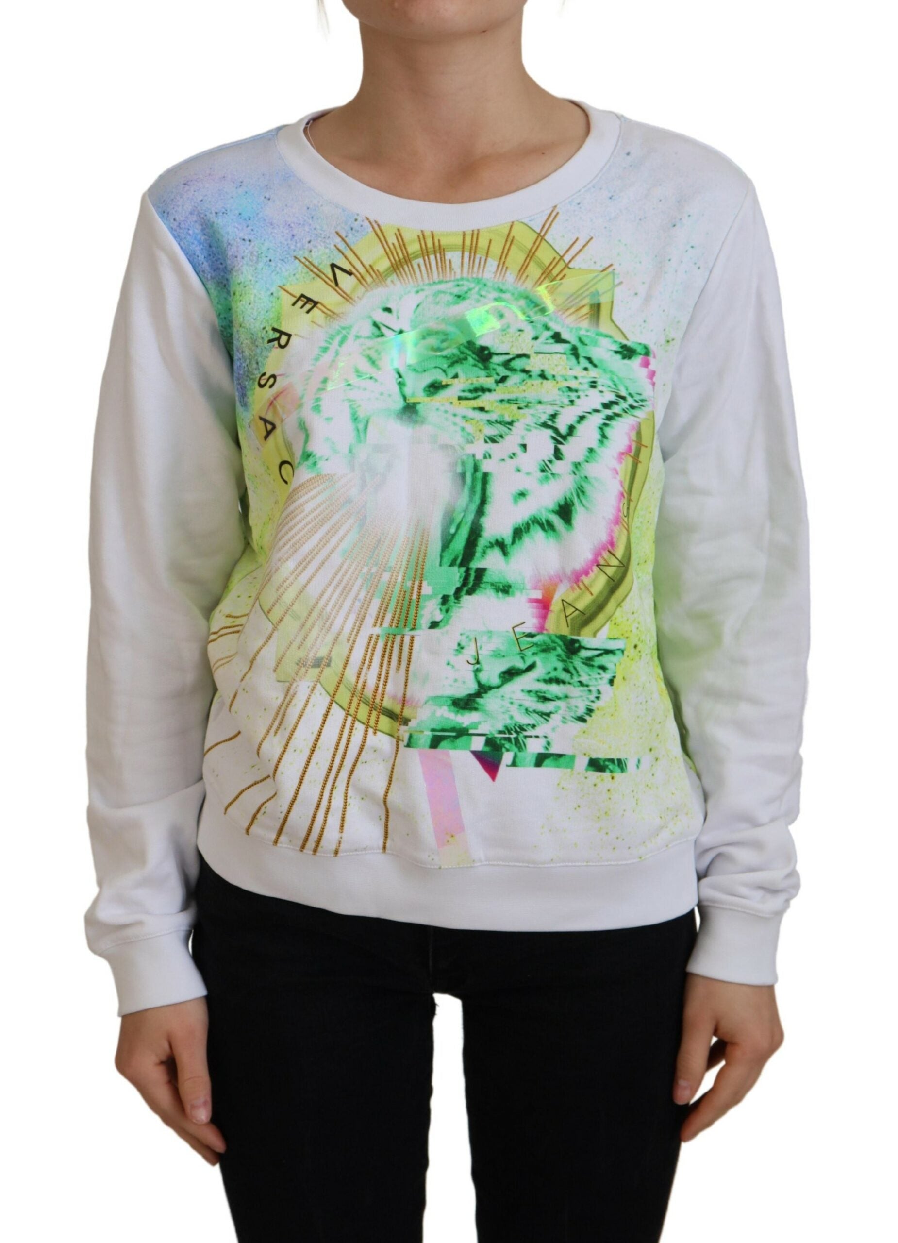 Versace Jeans Couture White Graphic Print Long Sleeve Jumper
