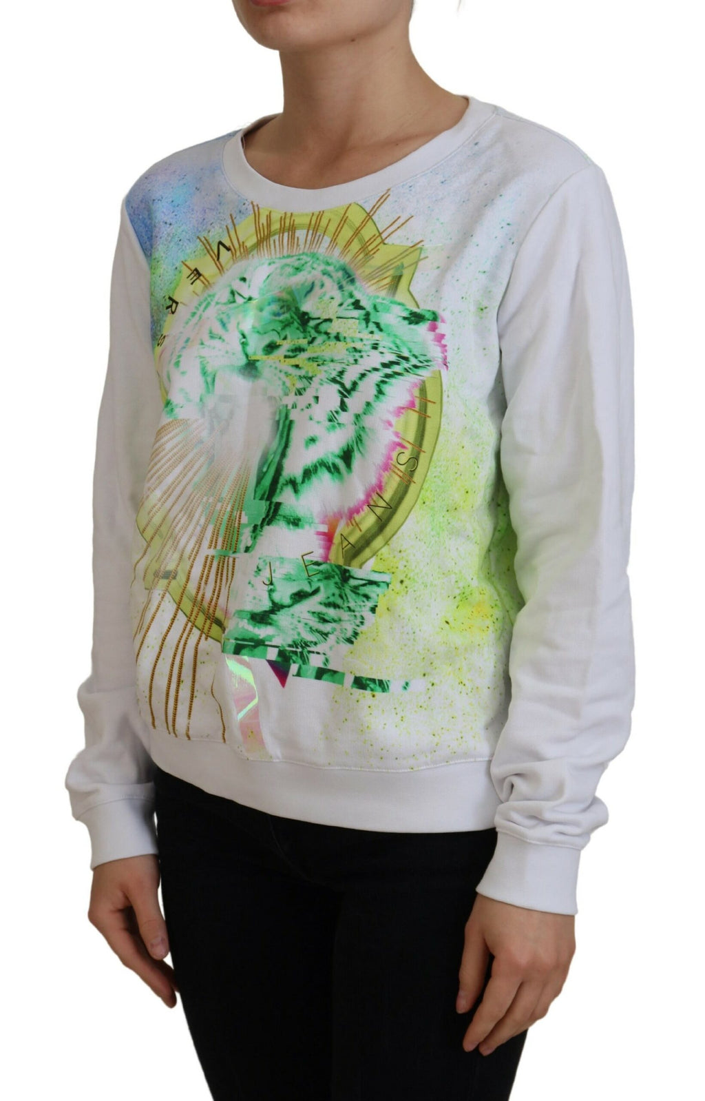 Versace Jeans Couture White Graphic Print Long Sleeve Jumper