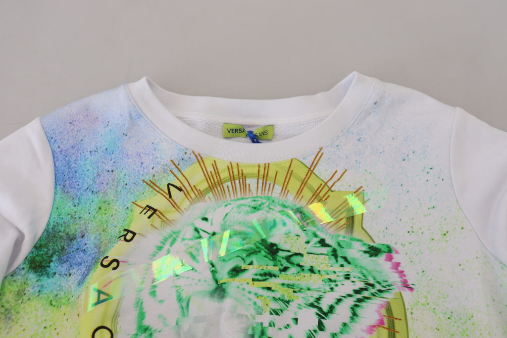 Versace Jeans Couture White Graphic Print Long Sleeve Jumper