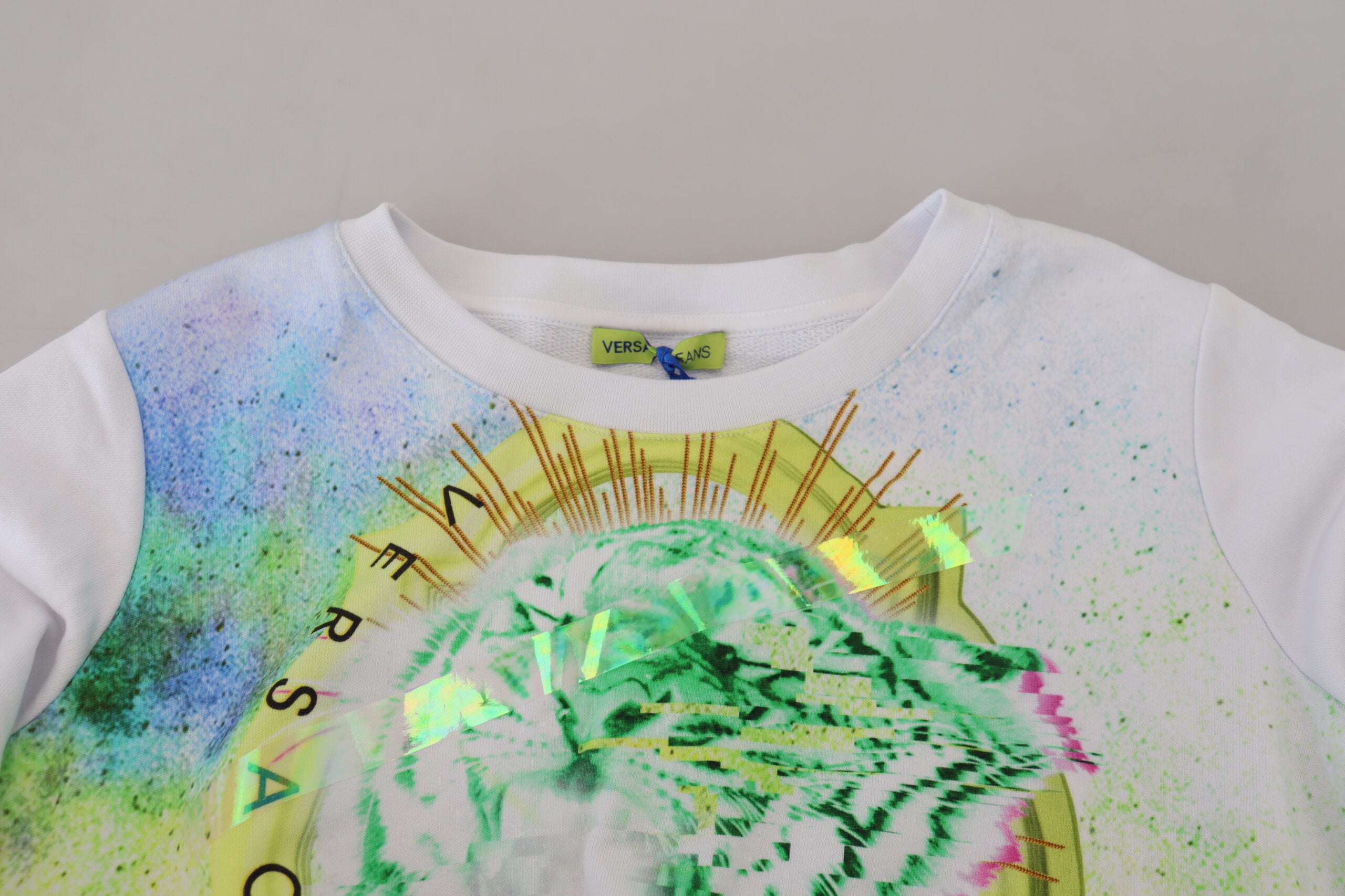 Versace Jeans Couture White Graphic Print Long Sleeve Jumper