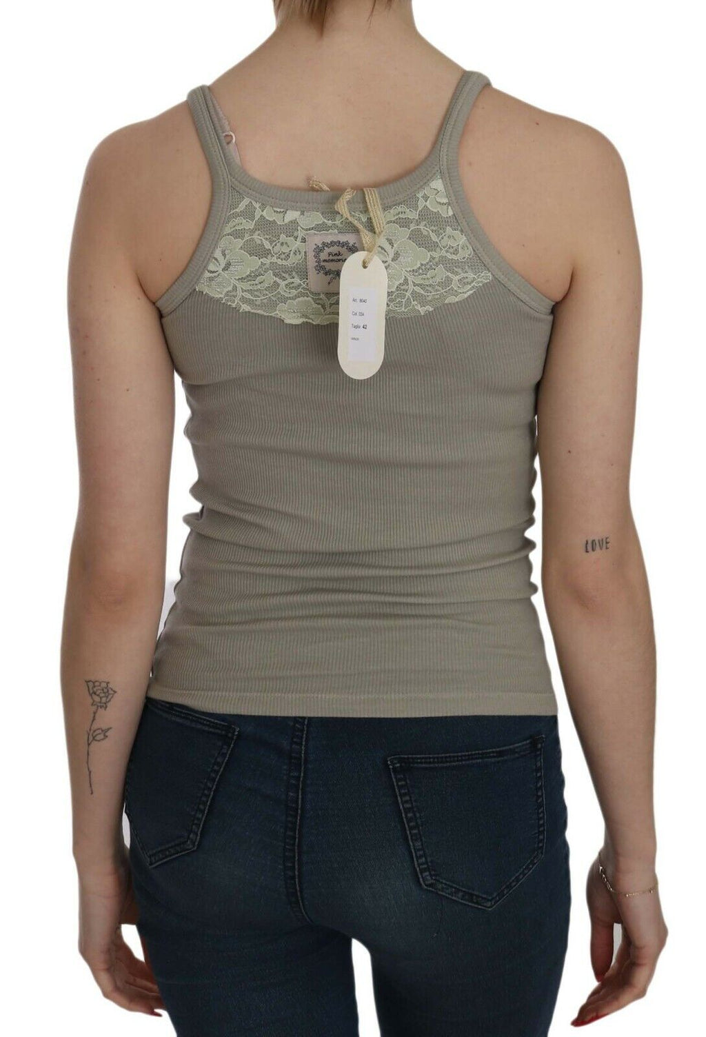 PINK MEMORIES Beige Sleeveless Spaghetti Strap Tank Top