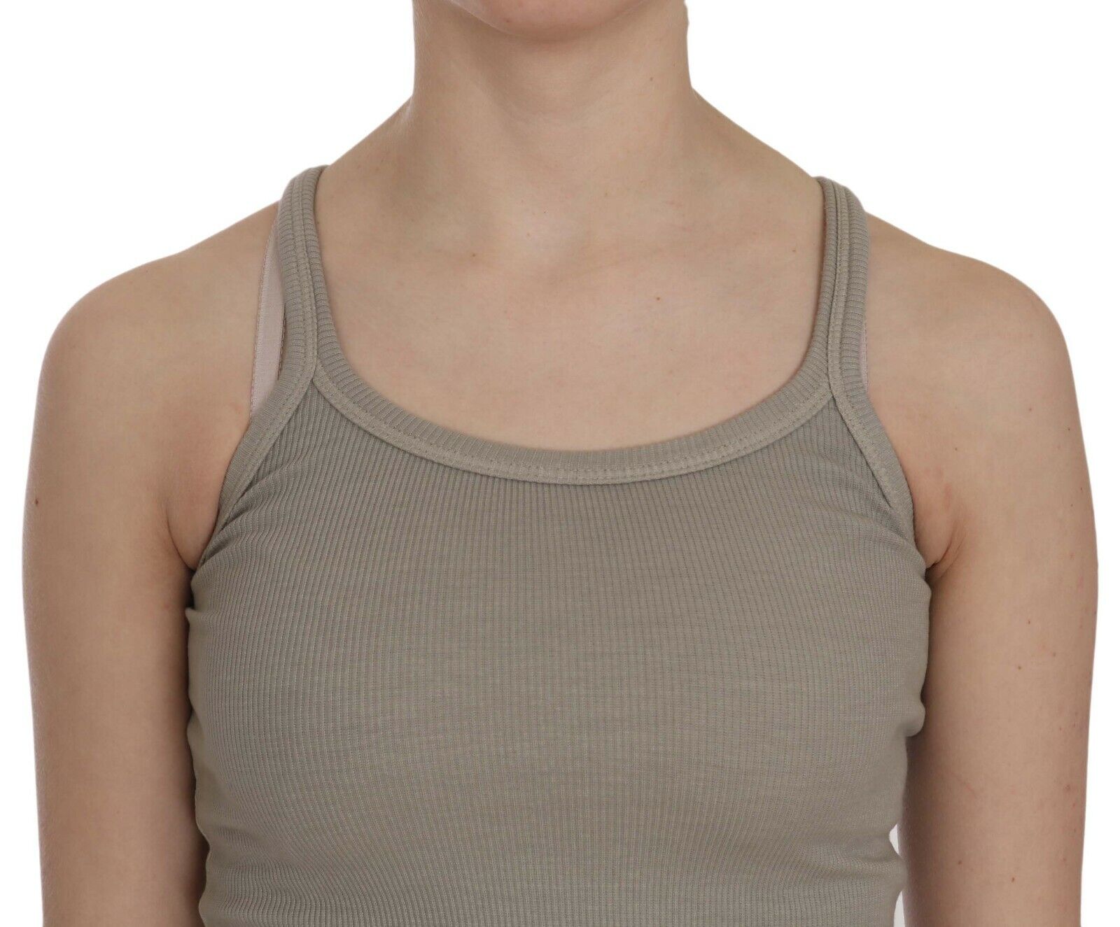 PINK MEMORIES Beige Sleeveless Spaghetti Strap Tank Top
