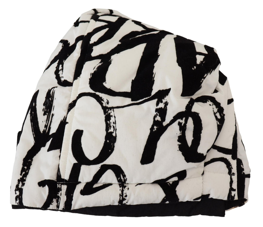 Dolce & Gabbana Weißes bedrucktes Nylon Frauen Winter Beanie Mütze Hut