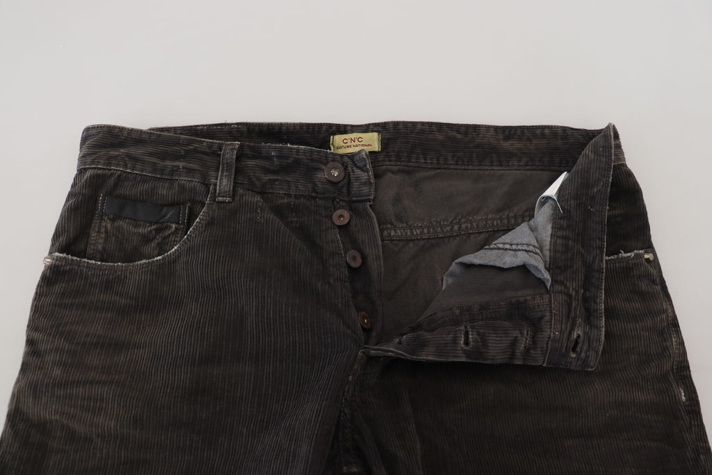 Costume National Grey Cotton Corduroy Men's Casual Jeans