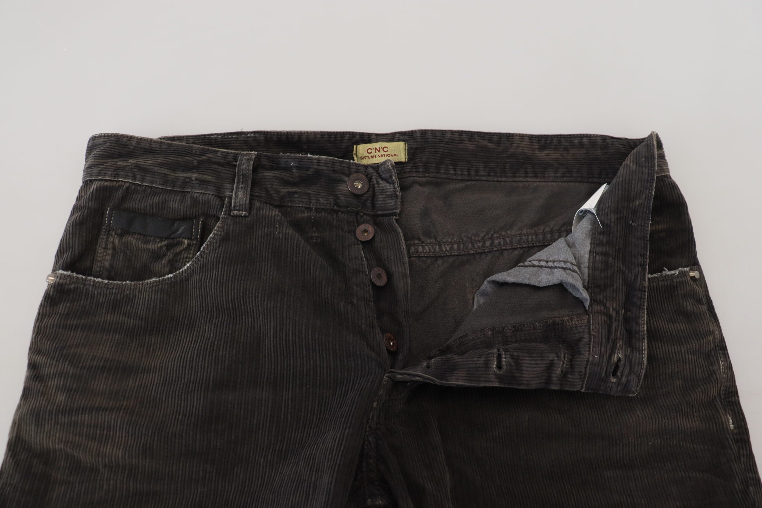 Costume National Grey Cotton Corduroy Men's Casual Jeans