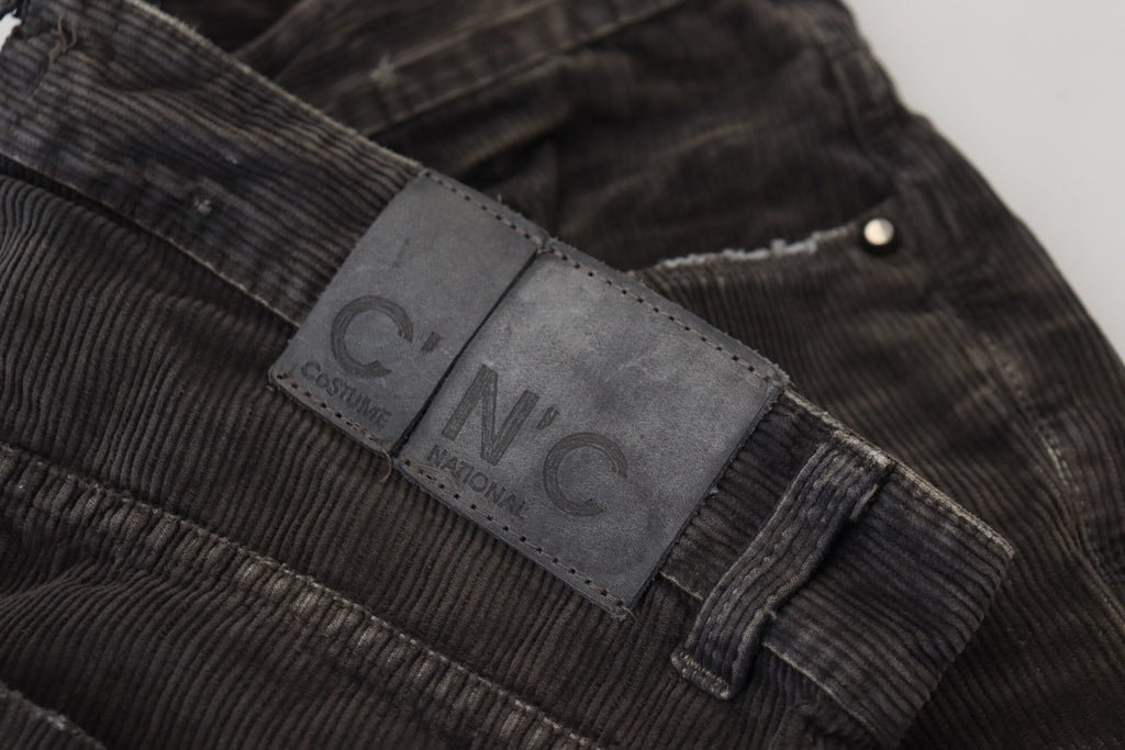 Costume National Grey Cotton Corduroy Men's Casual Jeans