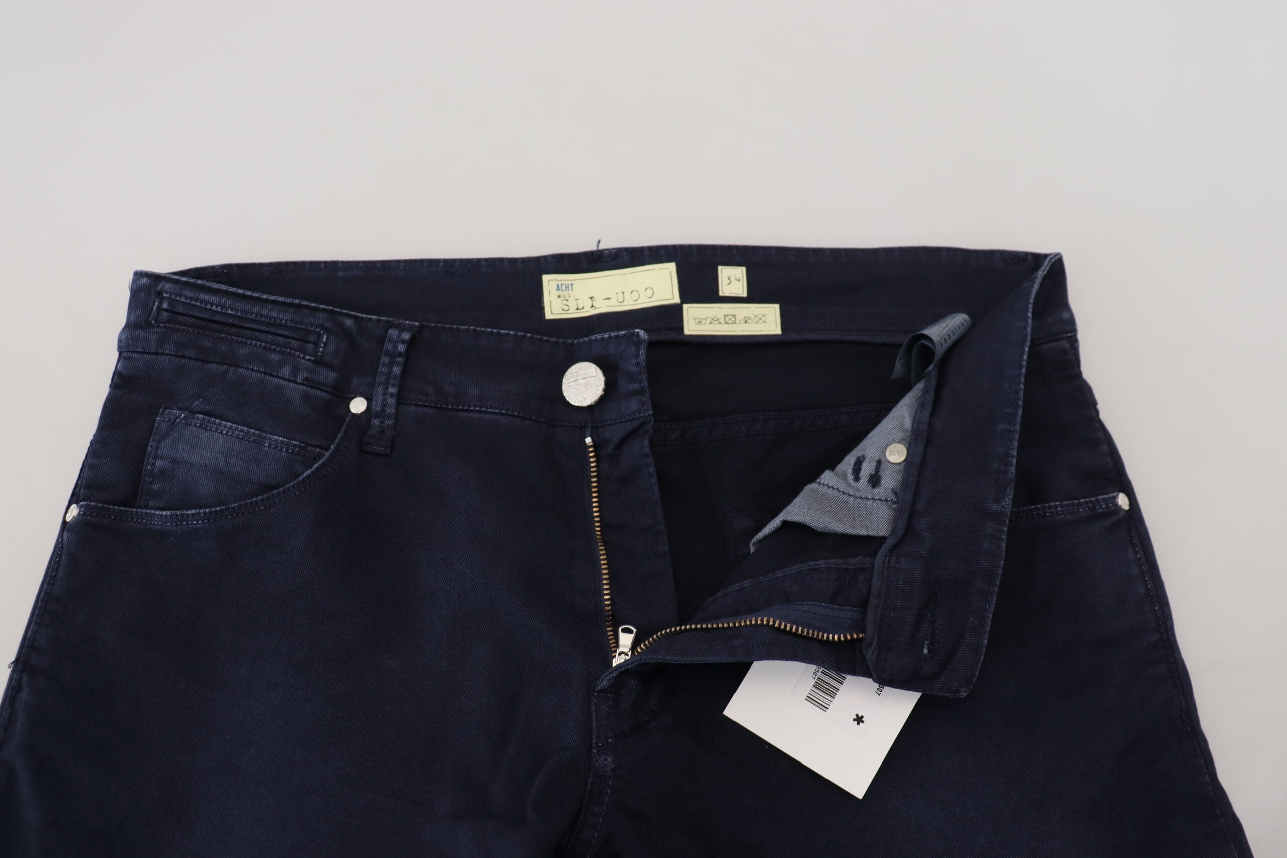 Eight Blue Cotton Tapered Slim Fit Men's Casual Denim Jeans