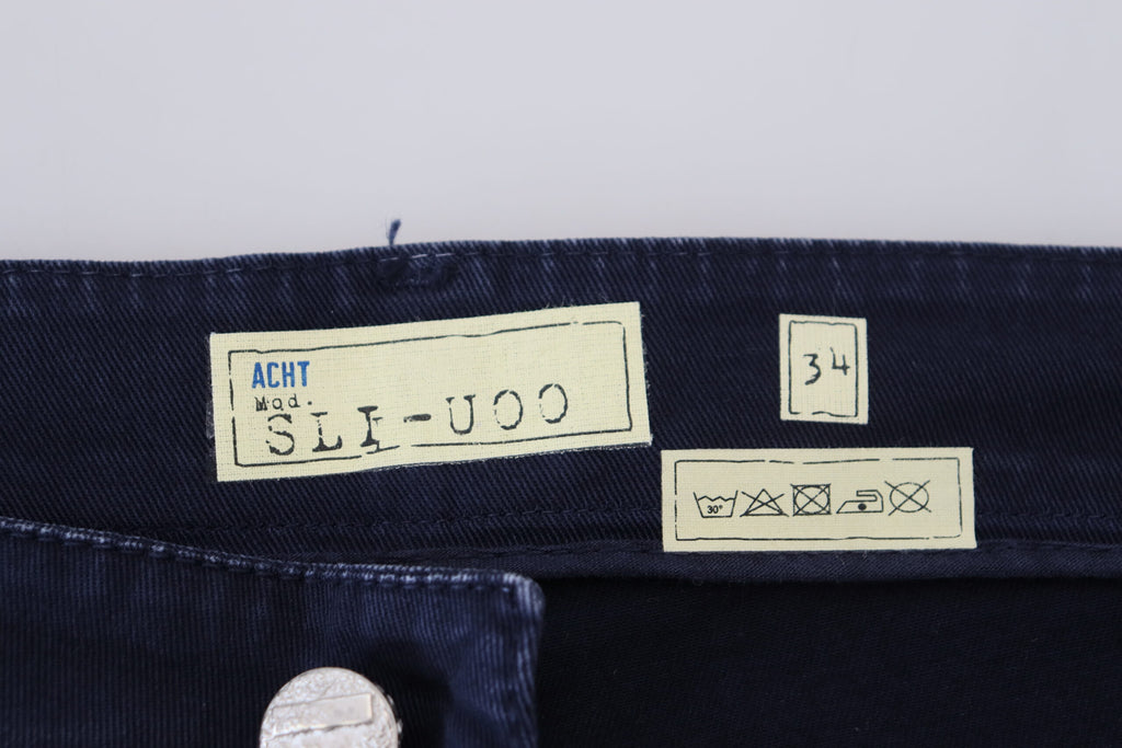 Eight Blue Cotton Tapered Slim Fit Men's Casual Denim Jeans