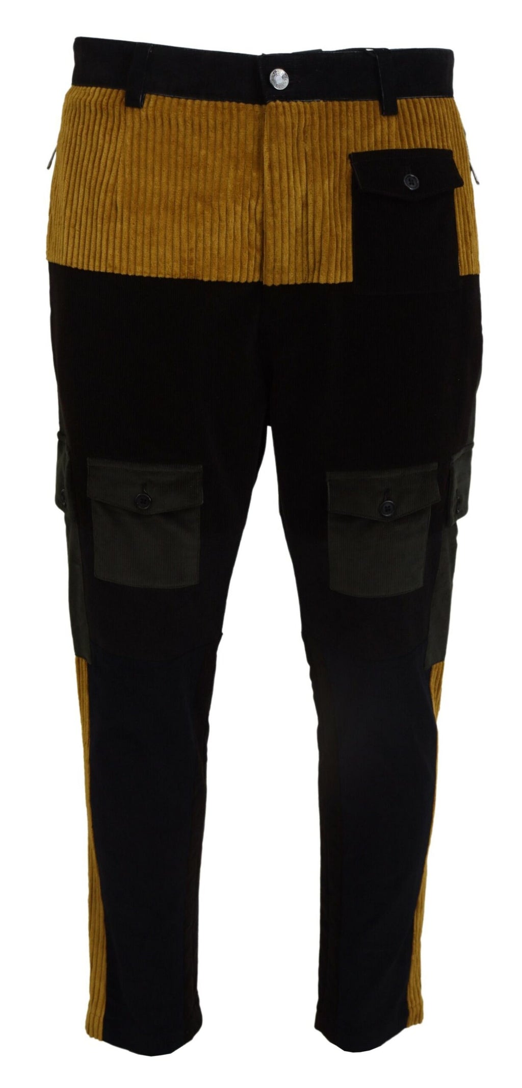 Dolce & Gabbana Black-Yellow Cotton Men's Trousers