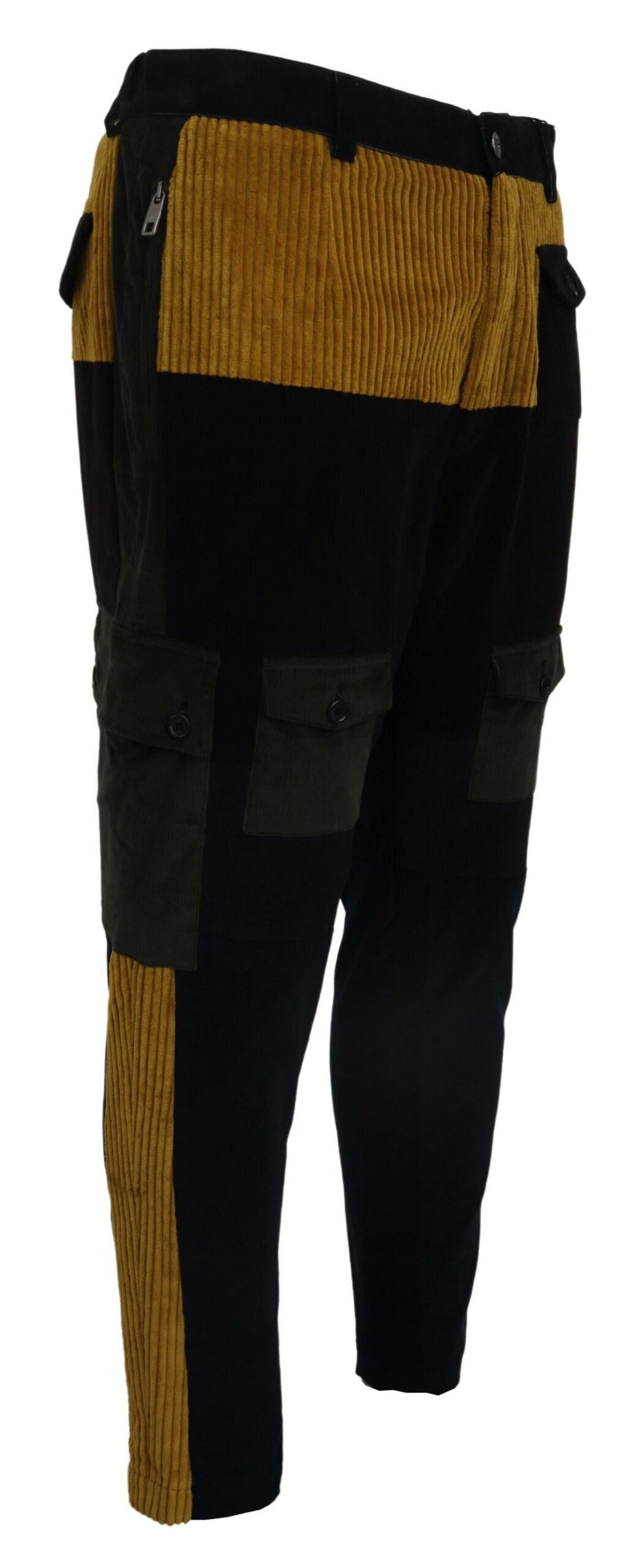 Dolce & Gabbana Black-Yellow Cotton Men's Trousers