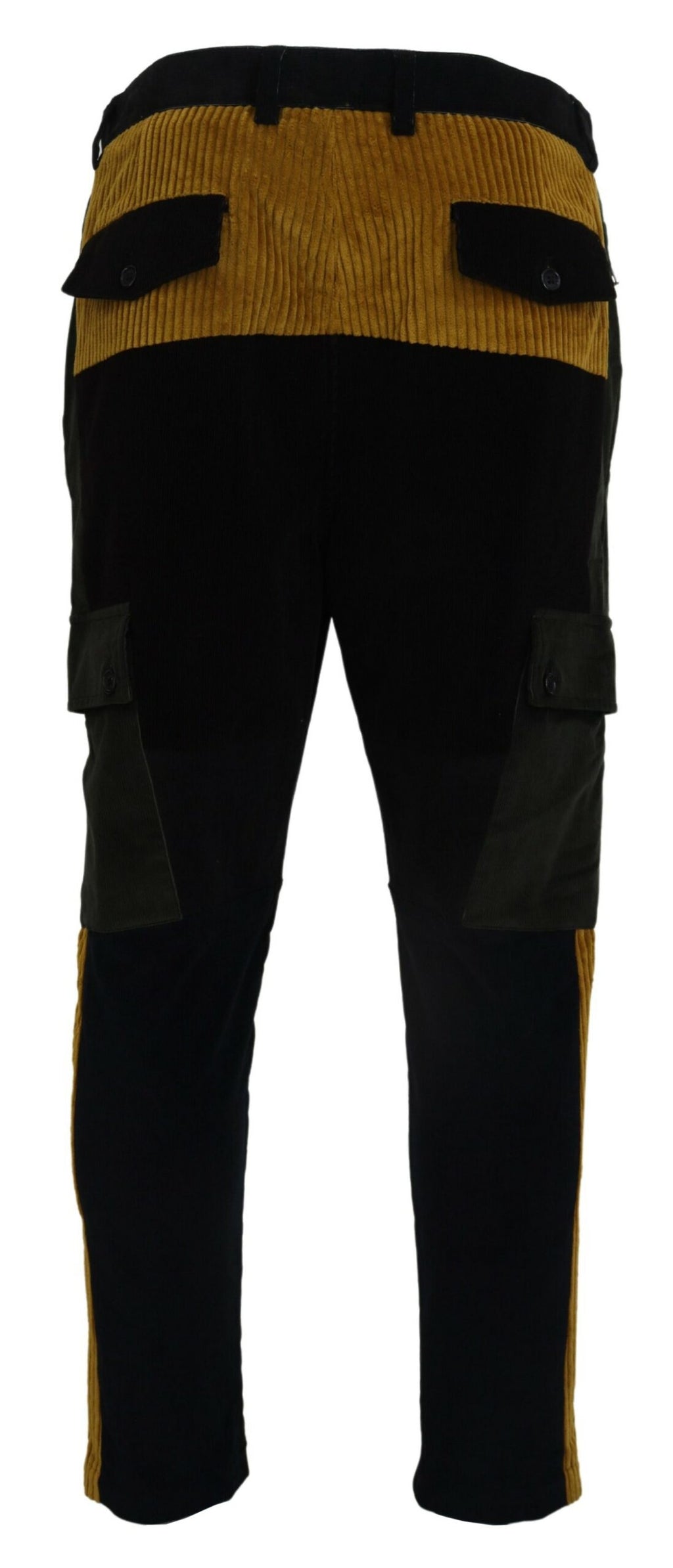 Dolce & Gabbana Black-Yellow Cotton Men's Trousers
