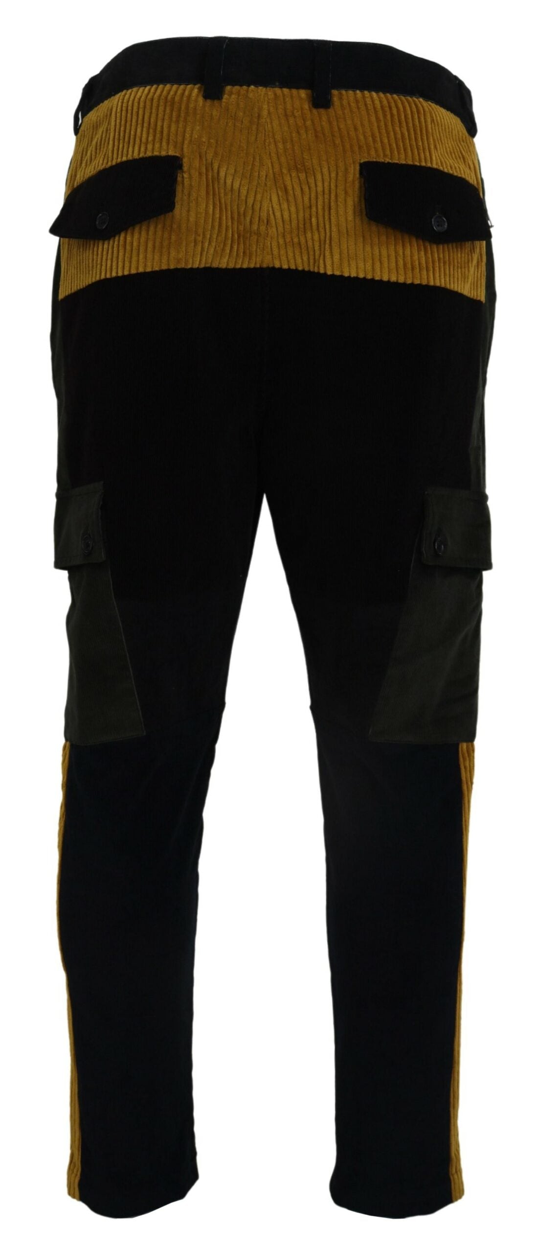 Dolce & Gabbana Black-Yellow Cotton Men's Trousers