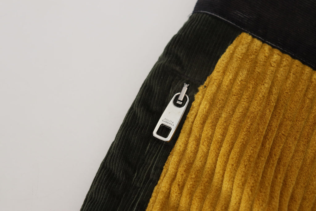 Dolce & Gabbana Black-Yellow Cotton Men's Trousers