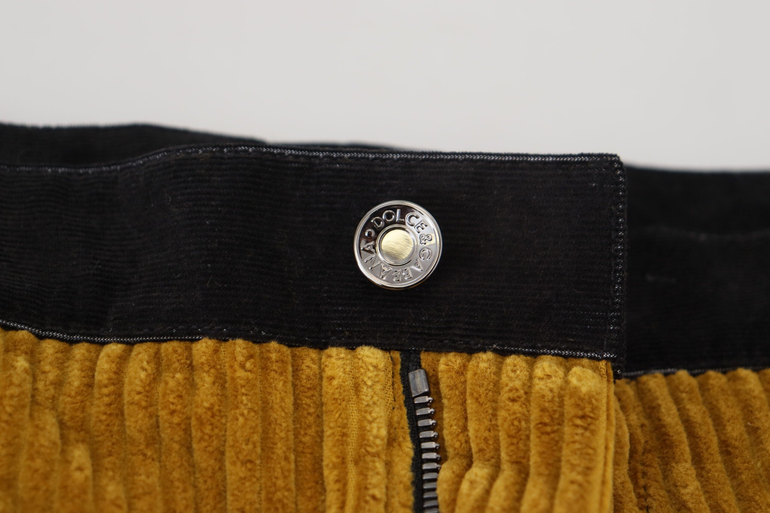 Dolce & Gabbana Black-Yellow Cotton Men's Trousers