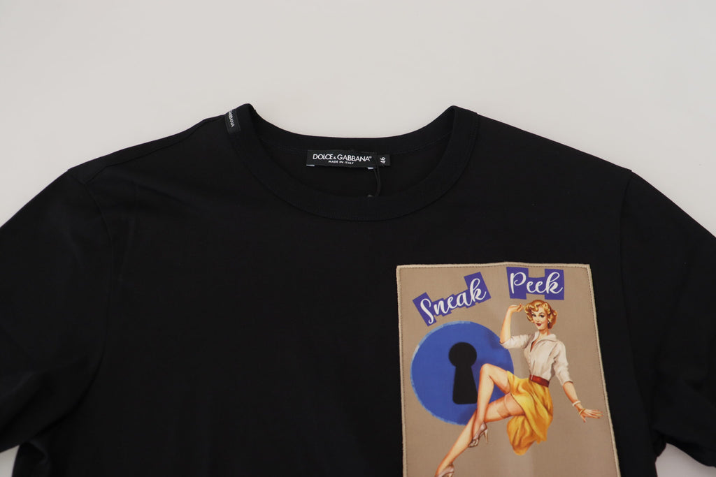Dolce & Gabbana Black Sneak Peek Short-Sleeve Cotton T-Shirt