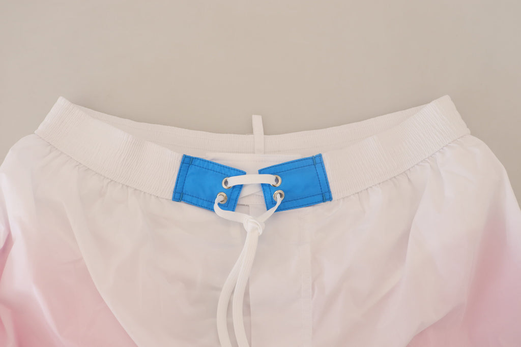 Dsquared² Weiß Rosa Logo Print Männer Beachwear Shorts Bademode