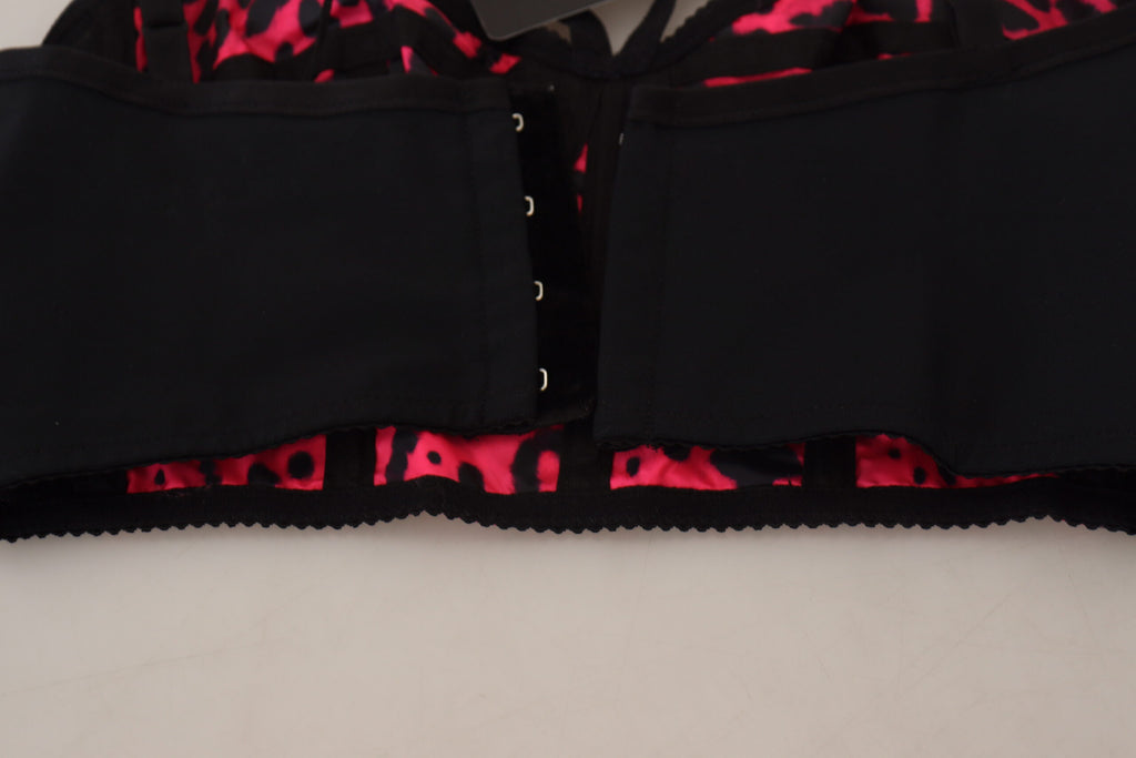 Dolce & Gabbana Pink Leopard Print Cropped Bustier Corset Top
