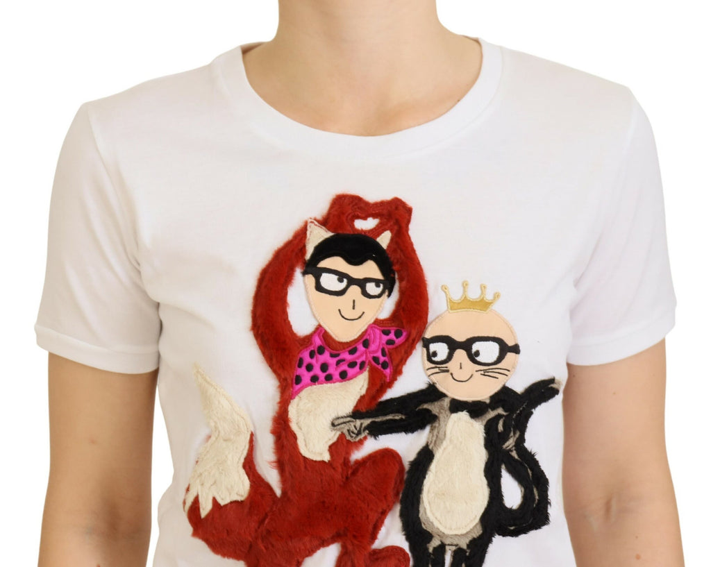Dolce & Gabbana T-Shirt Top Weiß Strukturiert Kurzarm
