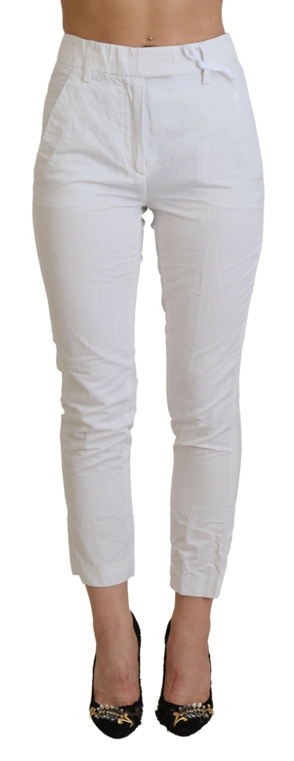 Dondup Weiße konisch zulaufende Damenhose mit hoher Taille