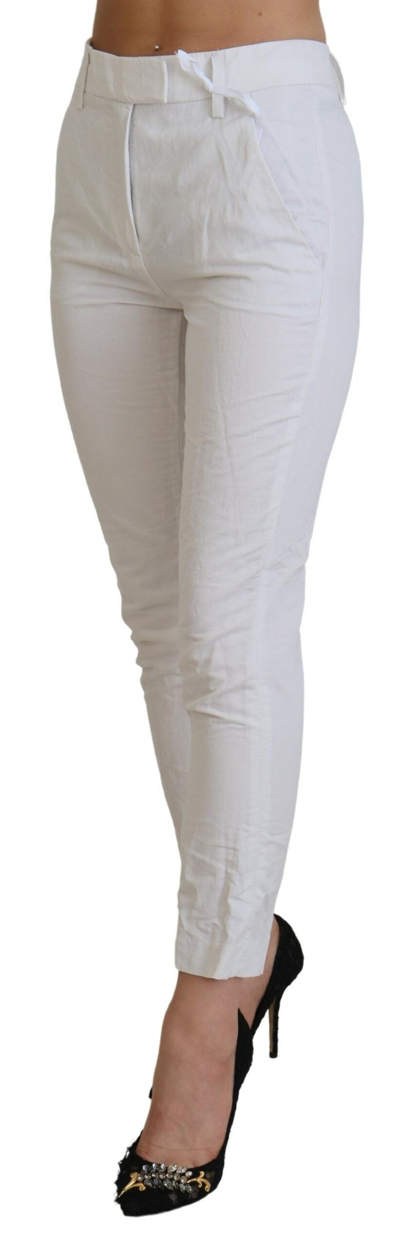 Dondup Weiße konisch zulaufende Damenhose mit hoher Taille