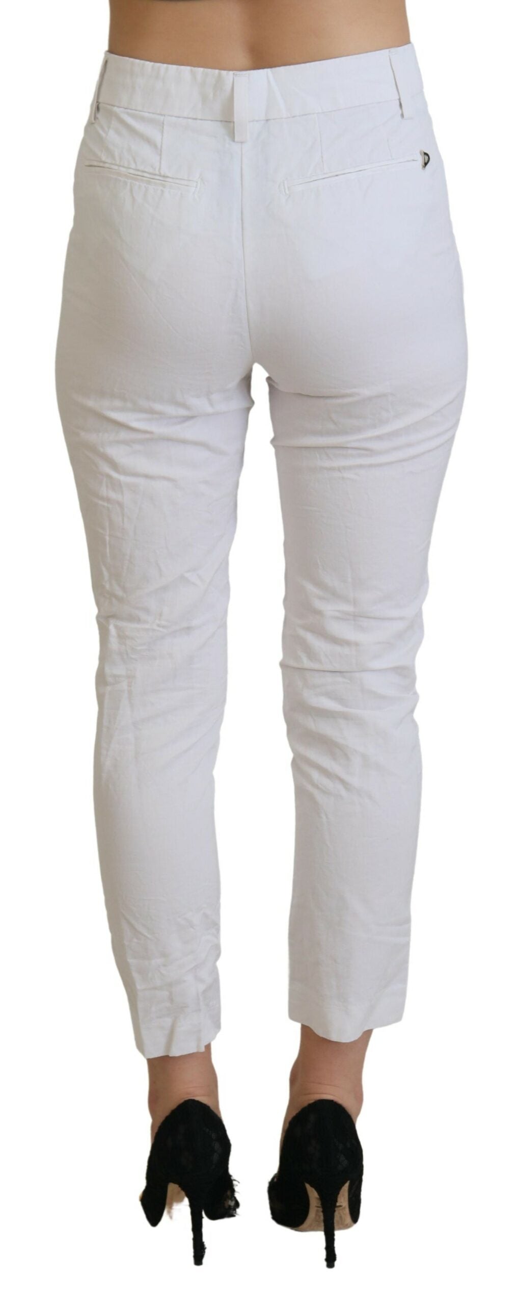 Dondup Weiße konisch zulaufende Damenhose mit hoher Taille