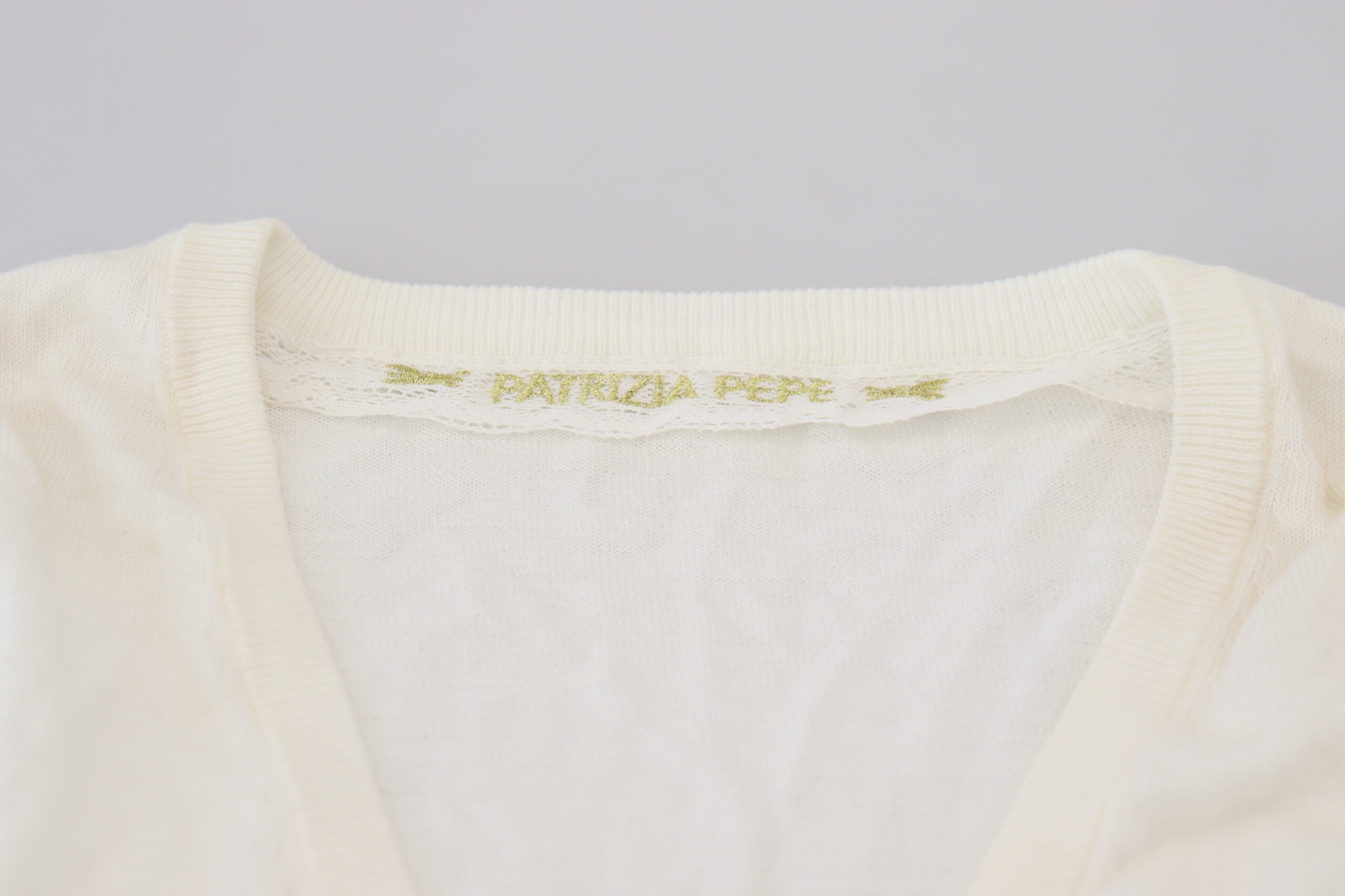 Patrizia Pepe Ivory V-Neck Long Sleeve Women's Blouse Top