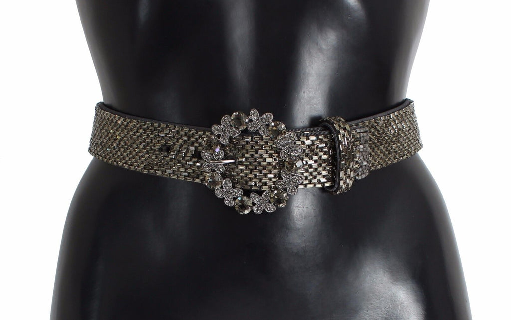 Dolce & Gabbana Multicolor Wide Crystal Buckle Sequin Belt