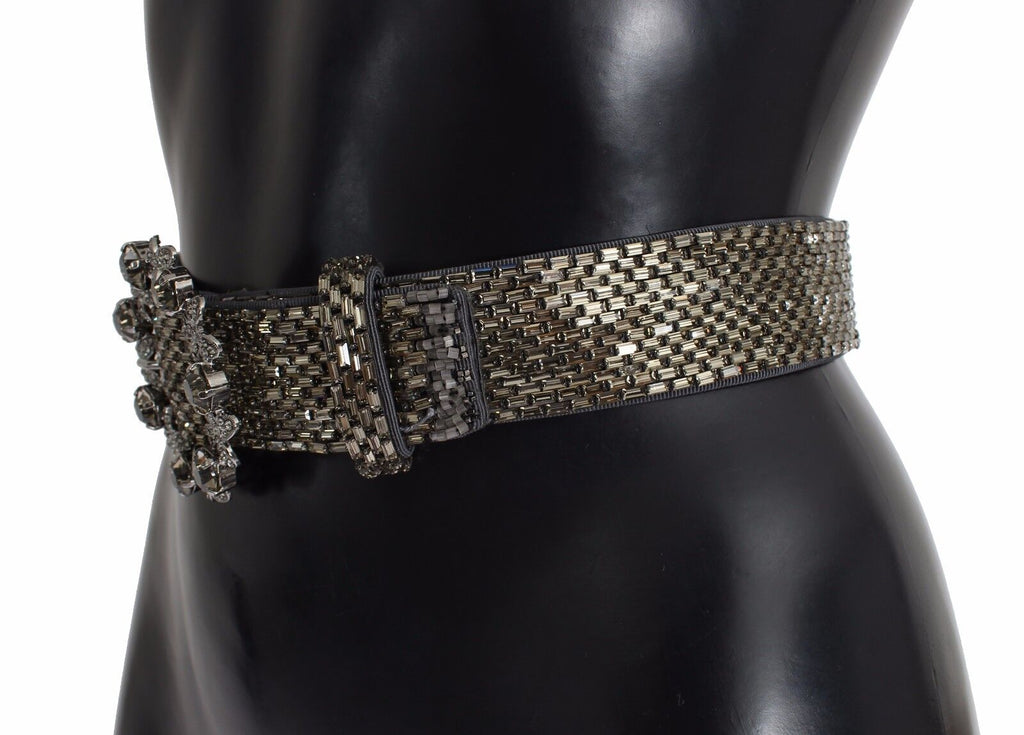 Dolce & Gabbana Multicolor Wide Crystal Buckle Sequin Belt