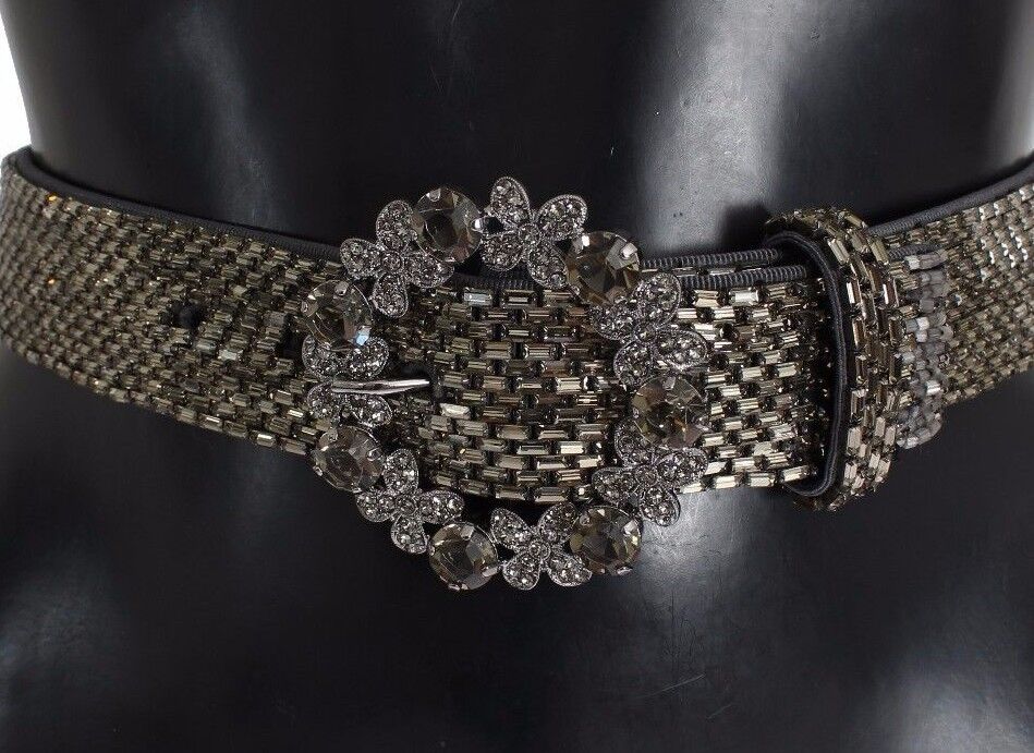 Dolce & Gabbana Multicolor Wide Crystal Buckle Sequin Belt