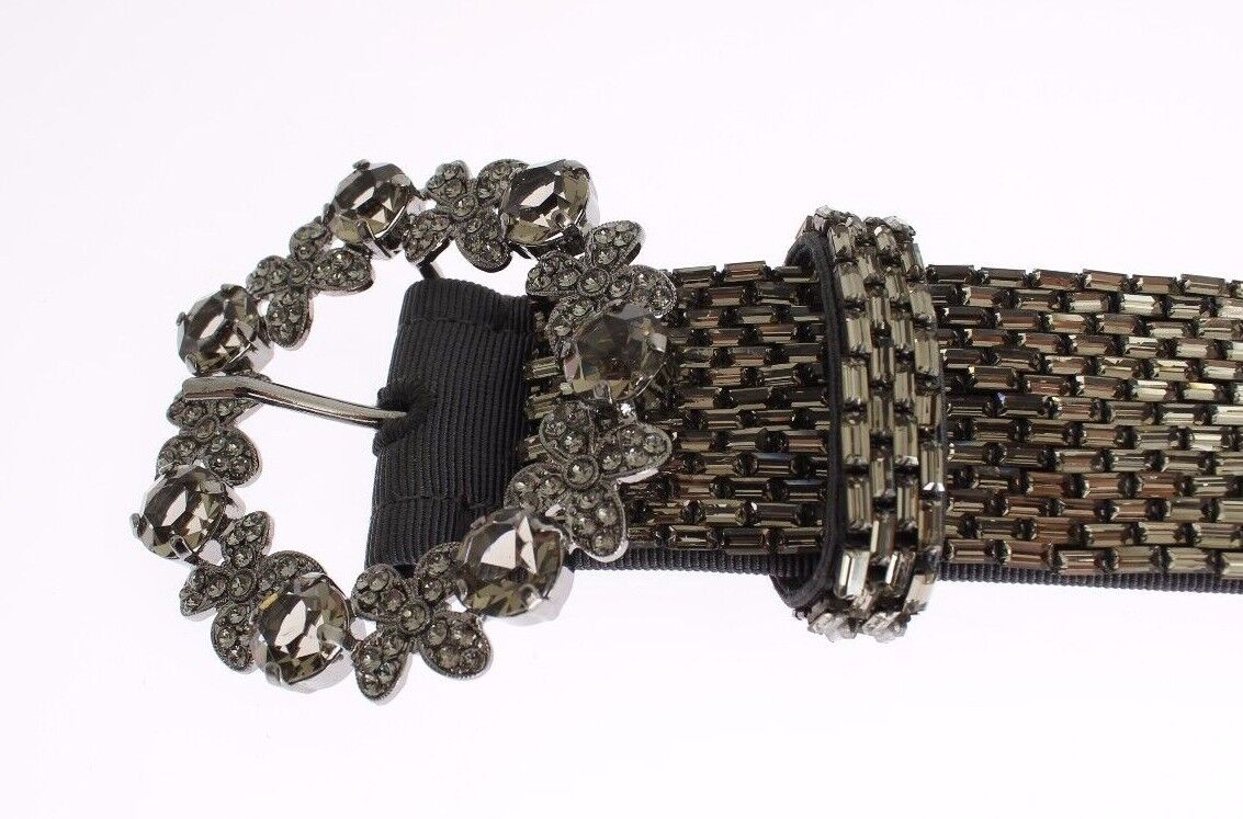 Dolce & Gabbana Multicolor Wide Crystal Buckle Sequin Belt