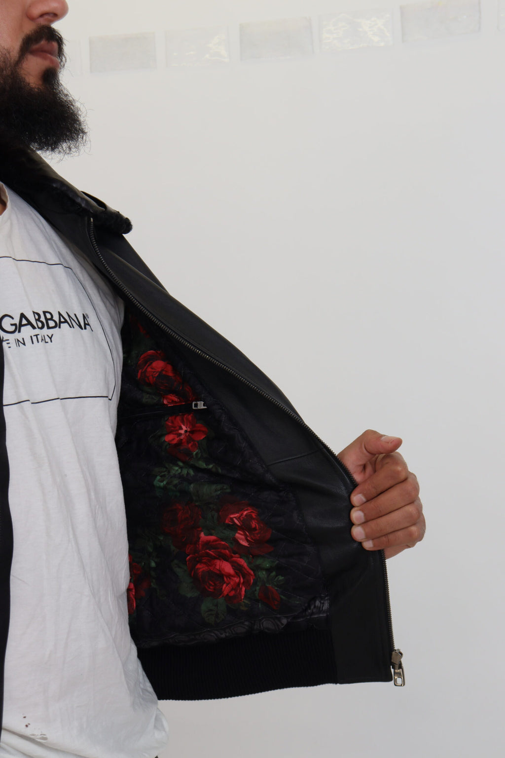 Dolce & Gabbana Black Lambskin Collared Men's Coat Jacket