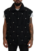 Dolce & Gabbana Black Sleeveless DG Jacket with Metal Embellishment