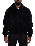 Dolce & Gabbana Black Nylon Hooded Bomber Jacket with Zipper