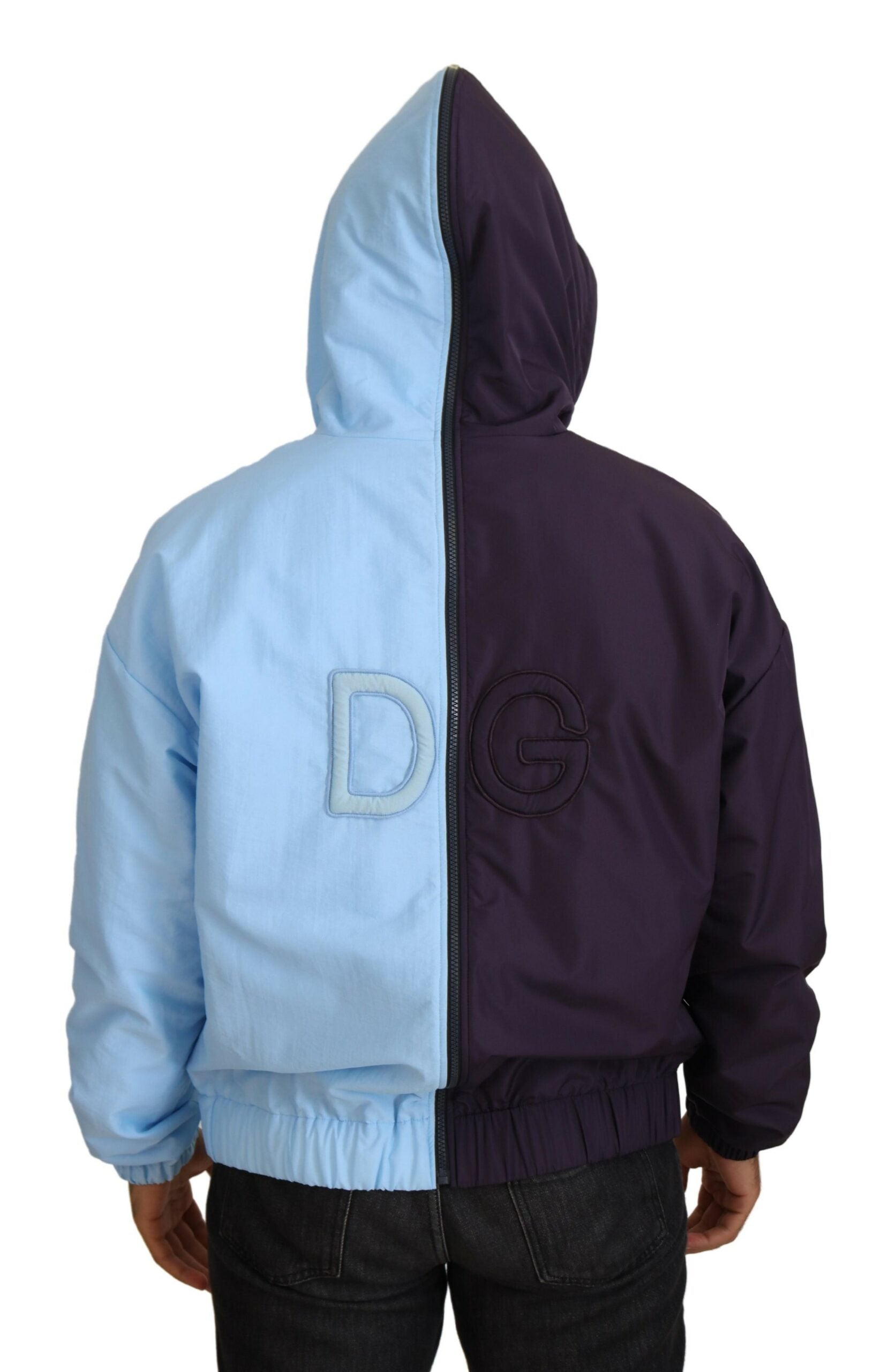 Dolce & Gabbana Black Blue DG Hooded Full Zip Men's Jacket